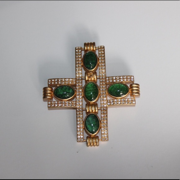 Gucci Cross Brooch w/Cabochon Stones - Picture 3 of 3